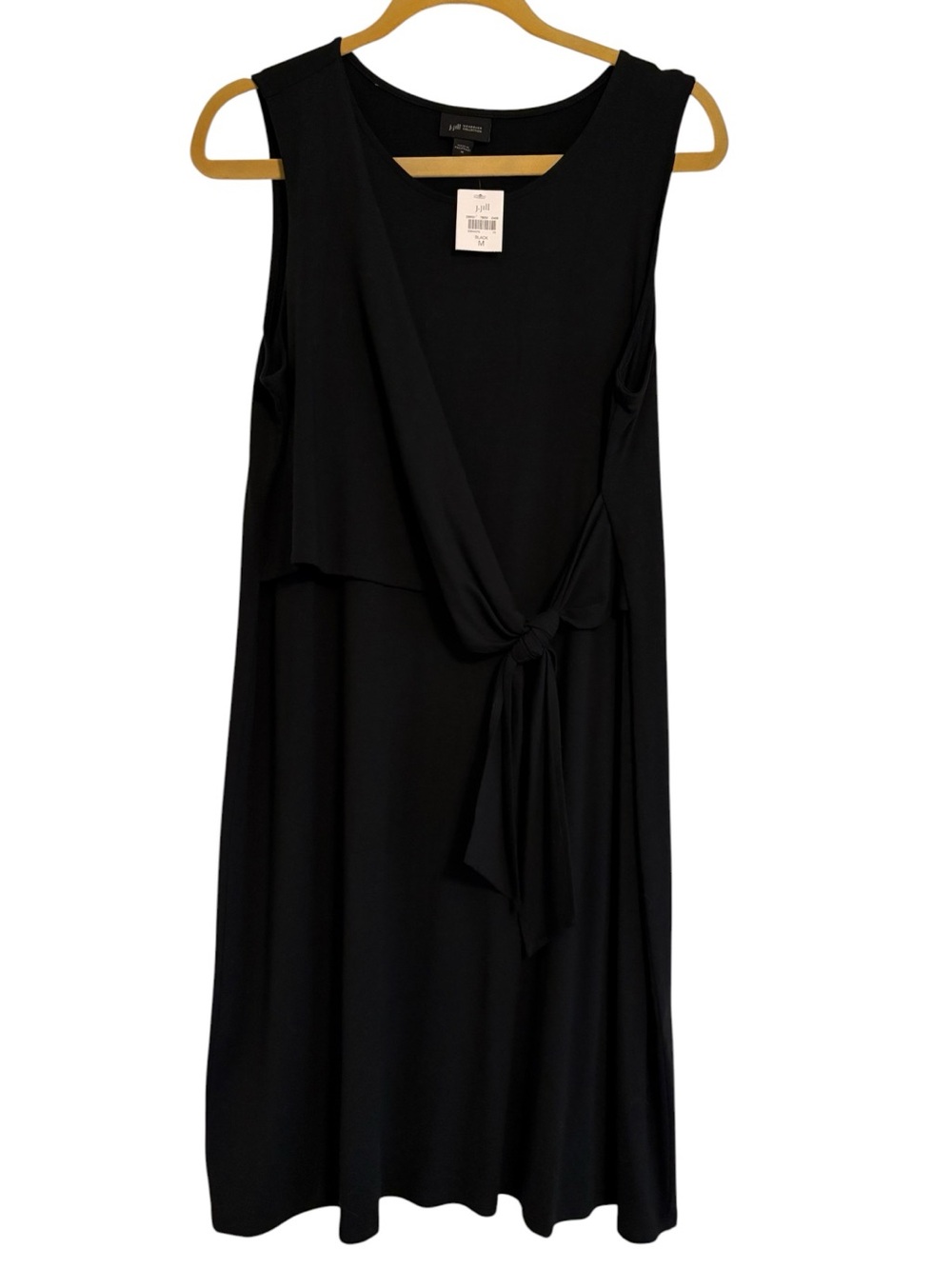 ✨ J. Jill Wearever Black Tie-Front Midi Dress NWT Size M | Travel Style